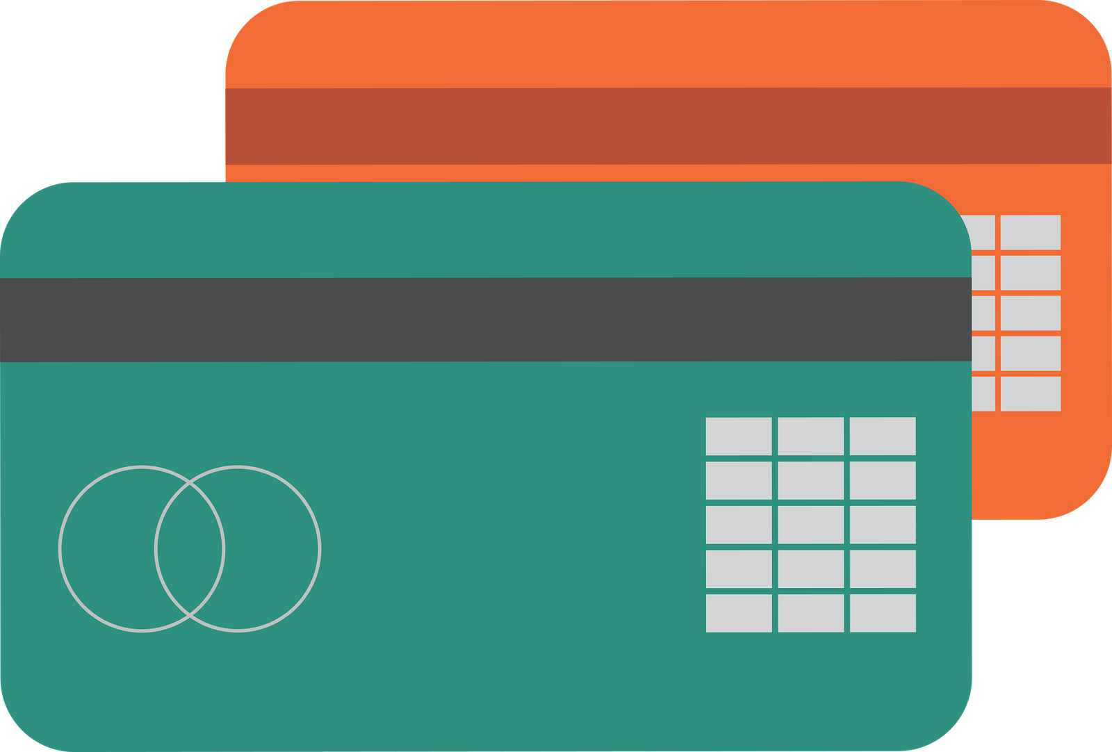 Ilustración de dos tarjetas bancarias