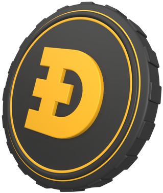 Moneda 3D negra y dorada de Dogecoin