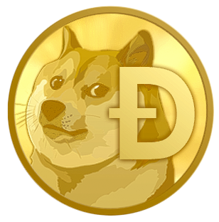 Moneda dorada de Dogecoin con el perro Shiba