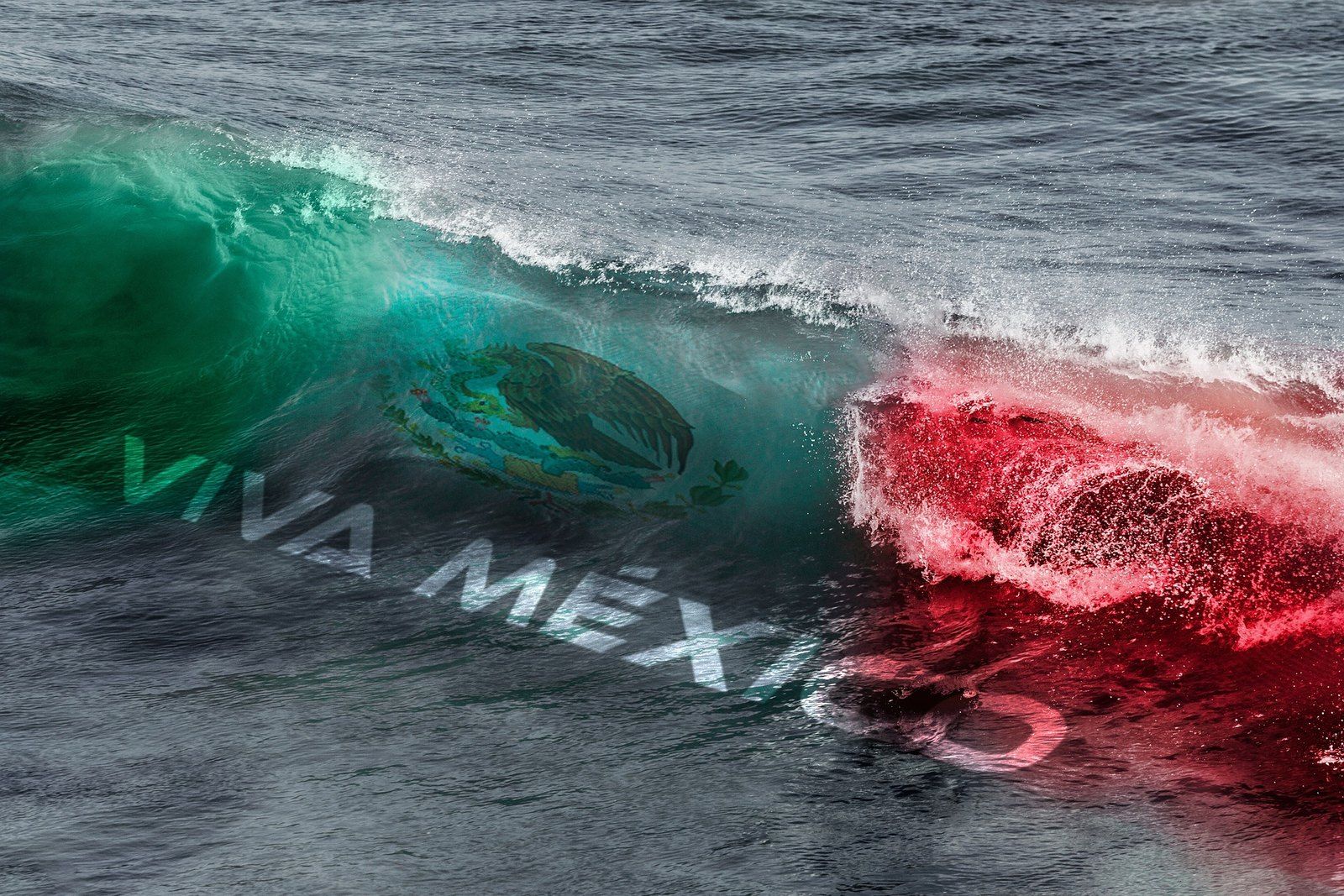 Ocean wave in the colours of the Mexican flag